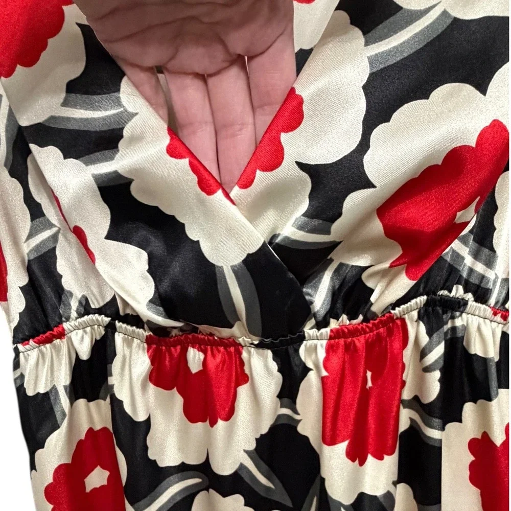 NWT B Darlin Floral Print Wrap Puff Sleeve‎ Elastic Waist Midi Dress Junior 3/4